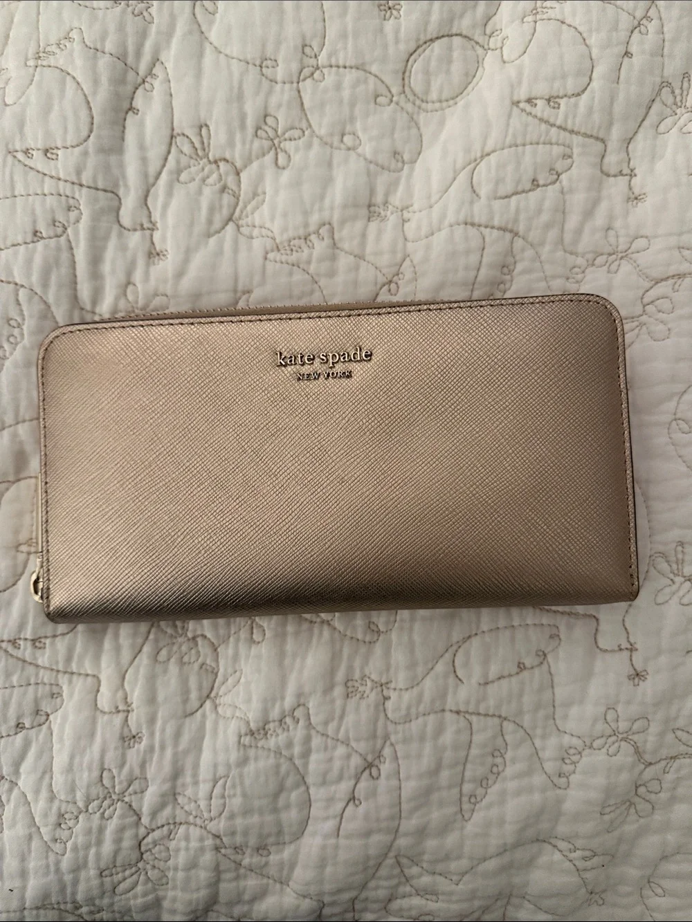 kate spade Metallic Blush Zip Around Wallet